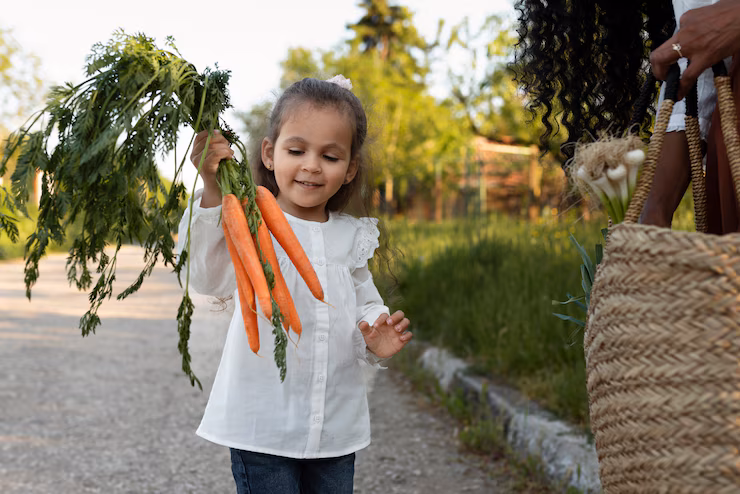 kid farming and growing their own food